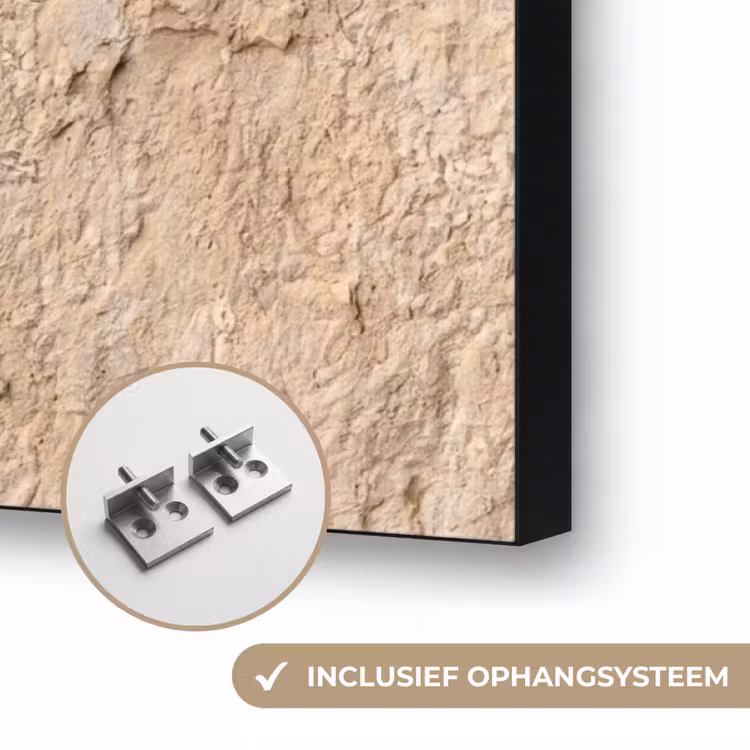 Textuur - Steen - Natuur - Beige Textielframe zwart klein -USP_ophangsysteemNL