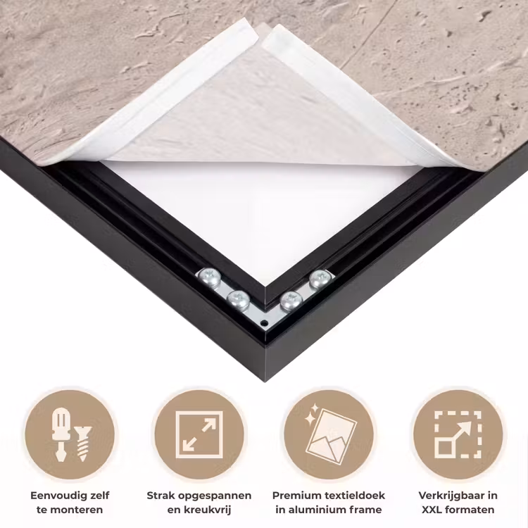 Textuur - Steen - Patroon - Rustiek - Beige Textielframe zwart klein -USP_feed_closeupNL