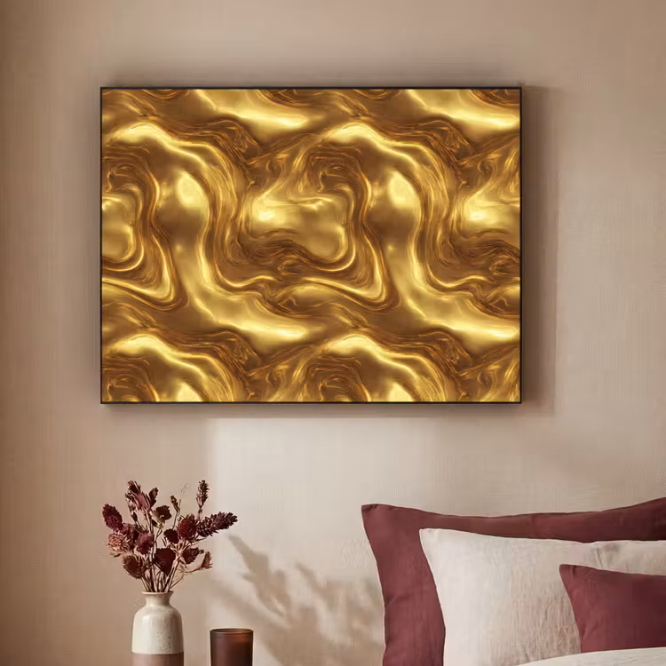 Textuur - Vloeibaar - Organisch - Goud Textielframe zwart klein 947 -sfeer1