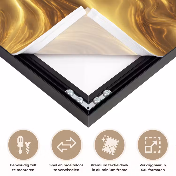 Textuur - Vloeibaar - Organisch - Goud Textielframe zwart klein 947 -USP_closeupNL