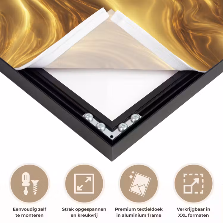 Textuur - Vloeibaar - Organisch - Goud Textielframe zwart klein 947 -USP_feed_closeupNL