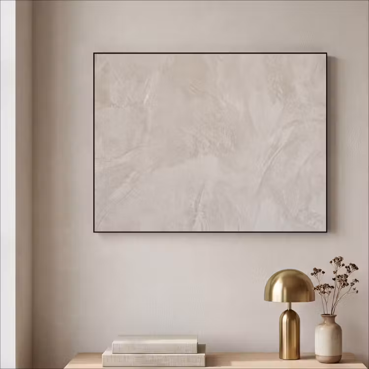 Textuur - Wand - Modern - Beige - Abstract Textielframe zwart klein -sfeer2
