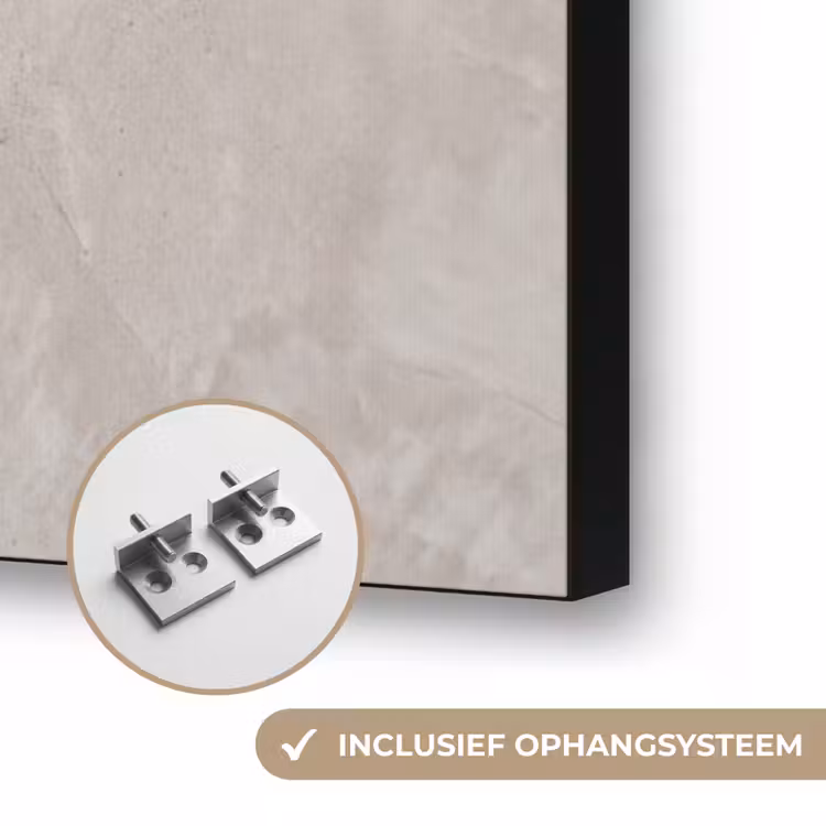 Textuur - Wand - Modern - Beige - Abstract Textielframe zwart klein -USP_ophangsysteemNL