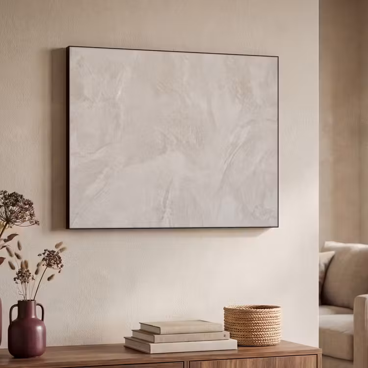 Textuur - Wand - Modern - Beige - Abstract Textielframe zwart klein -sfeer3