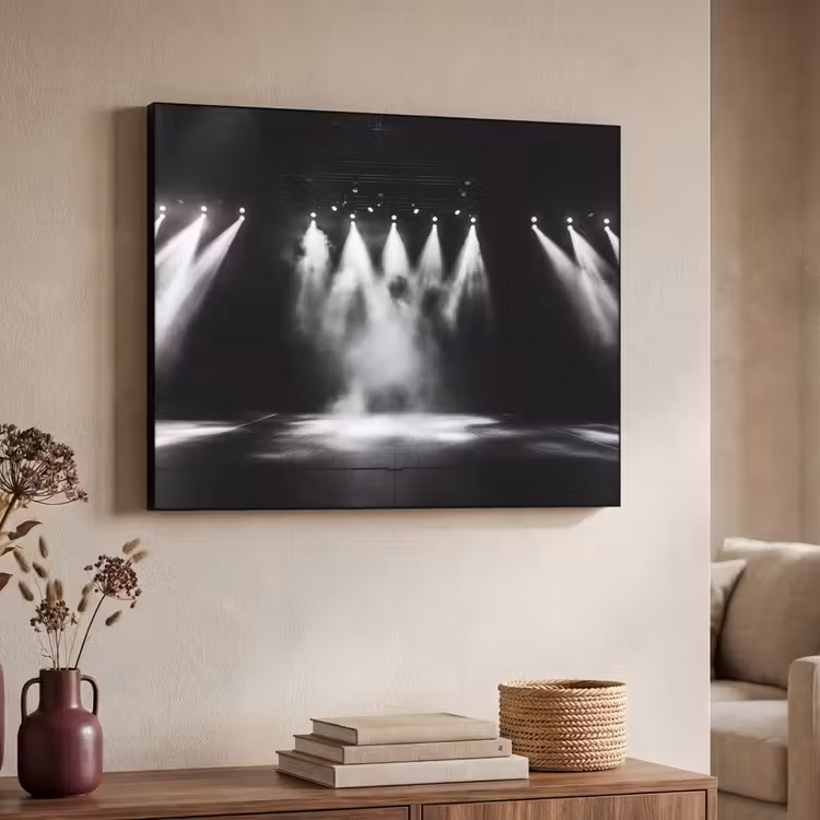 Theaterzaal - Mist - Spotlights - Zwart Textielframe - compleet frame klein -sfeer3