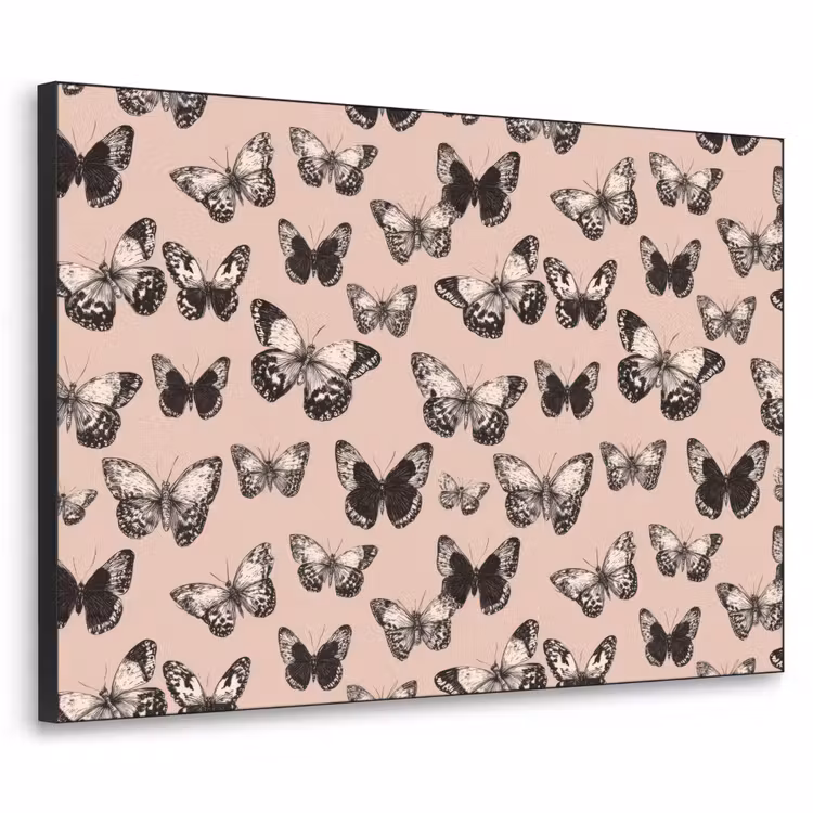 Tijdloos - Vlinders - Perzik Textielframe zwart klein 947 -3d