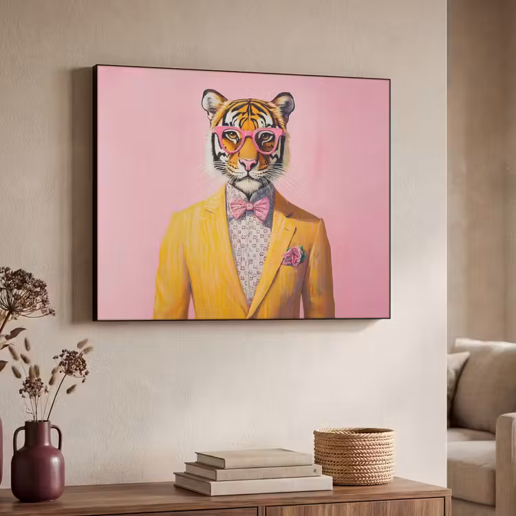 Tijger - Bril - Geel - Jasje Textielframe - compleet frame klein -sfeer3
