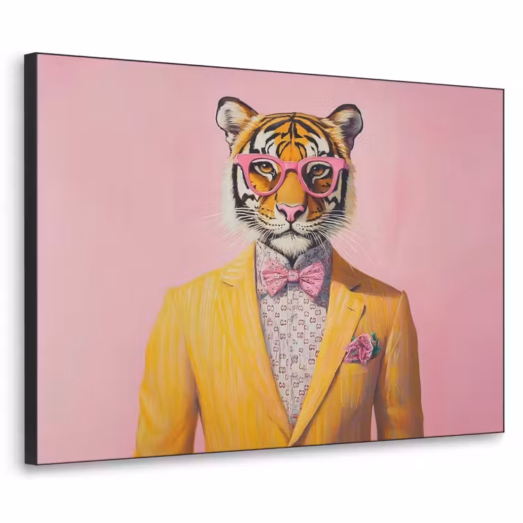 Tijger - Bril - Geel - Jasje Textielframe zwart klein -3d