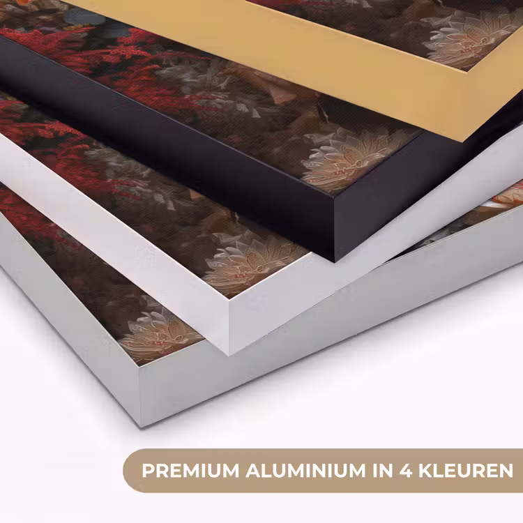 Tijger - Dier - Natuur - Bloemen - Botanisch Textielframe zwart klein -USP_kleurenNL