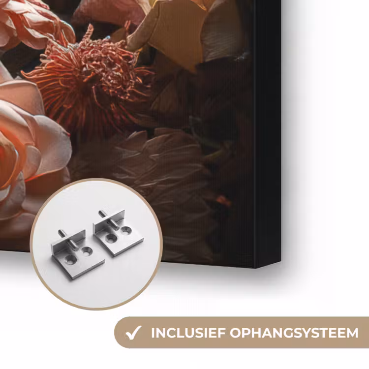 Tijger - Dier - Natuur - Bloemen - Botanisch Textielframe zwart klein -USP_ophangsysteemNL