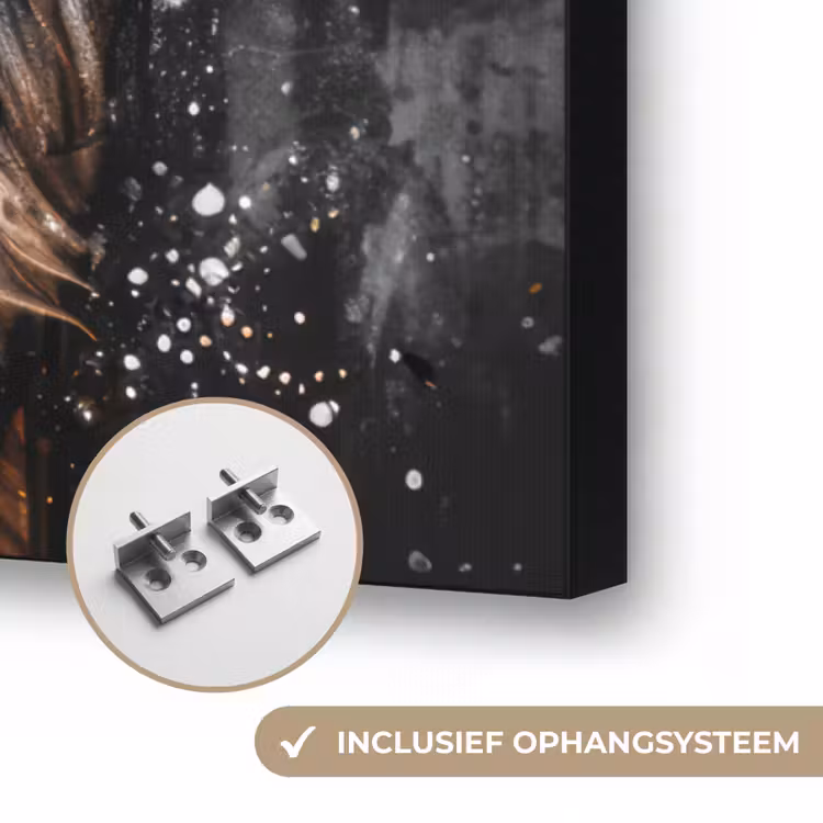 Tijger - Dieren - Portret - Luxe - Zwart Textielframe zwart klein -USP_ophangsysteemNL