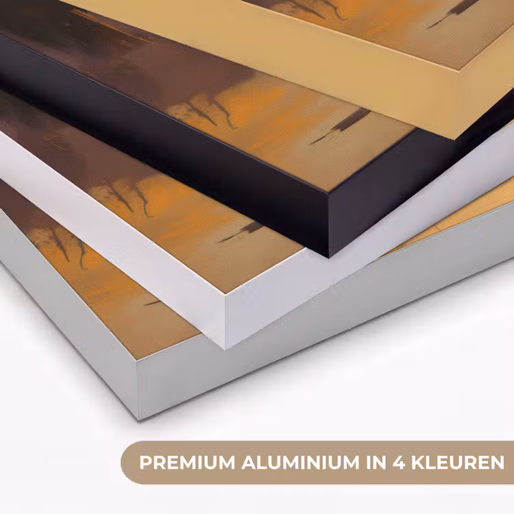 Tijger - Geschilderd - Oranje - Penseelstreken Textielframe zwart klein -USP_kleurenNL