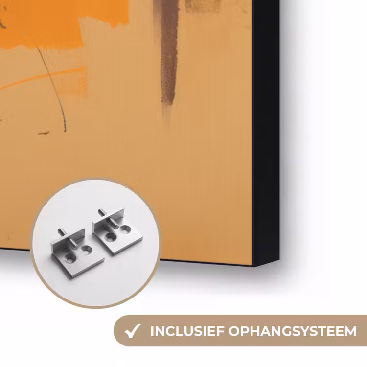 Tijger - Geschilderd - Oranje - Penseelstreken Textielframe zwart klein -USP_ophangsysteemNL