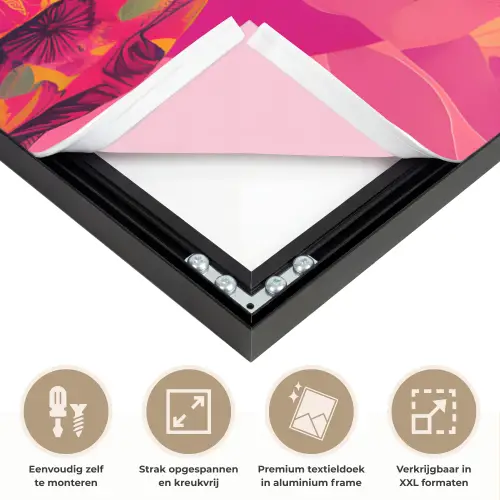 Tijger - Kimono - Planten - Roze Textielframe zwart klein -USP_feed_closeupNL