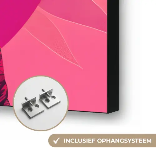 Tijger - Kimono - Planten - Roze Textielframe zwart klein -USP_ophangsysteemNL