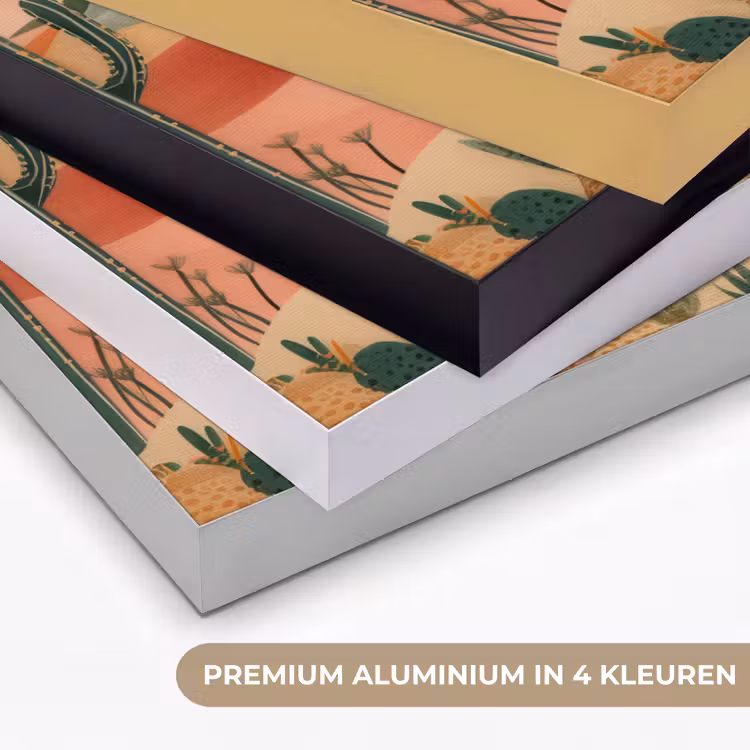 Tijger - Kleurrijk - Palmen - Cactus Textielframe zwart klein -USP_kleurenNL