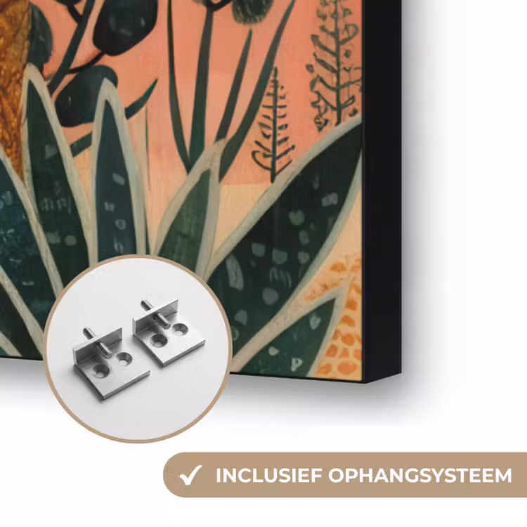 Tijger - Kleurrijk - Palmen - Cactus Textielframe zwart klein -USP_ophangsysteemNL