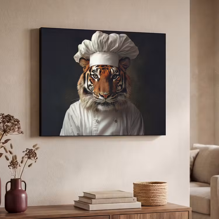 Tijger - Kokskleding - Bruin Textielframe - compleet frame klein -sfeer3