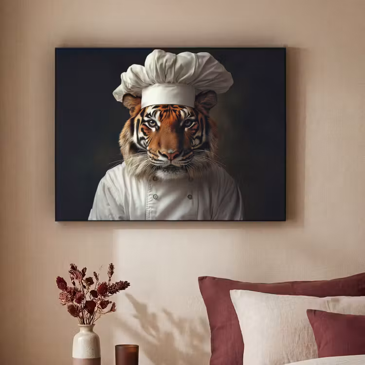 Tijger - Kokskleding - Bruin Textielframe - compleet frame klein -sfeer1