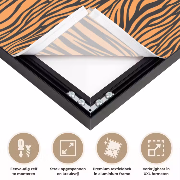 Tijger - Oranje - Patroon - Strepen Textielframe zwart klein 947 -USP_feed_closeupNL