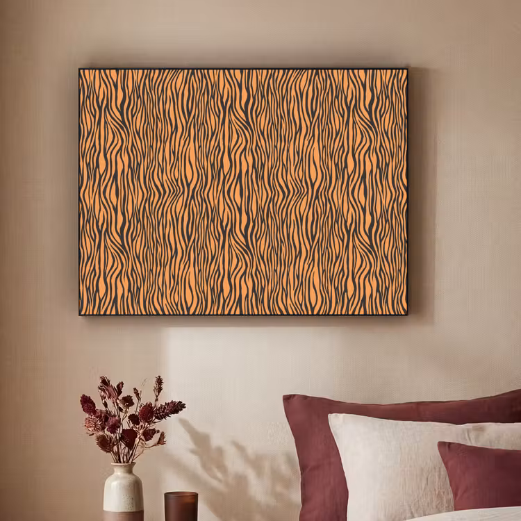 Tijger - Oranje - Patroon - Strepen Textielframe zwart klein 947 -sfeer1