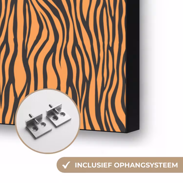 Tijger - Oranje - Patroon - Strepen Textielframe zwart klein 947 -USP_ophangsysteemNL