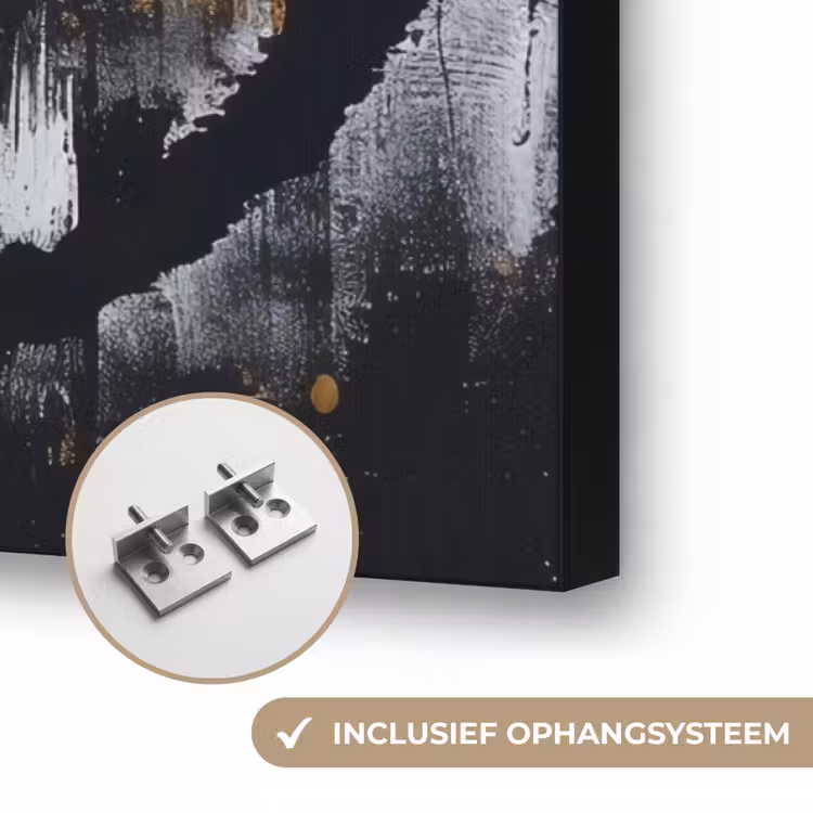 Tijger - Verfspatten - Goud Textielframe zwart klein -USP_ophangsysteemNL