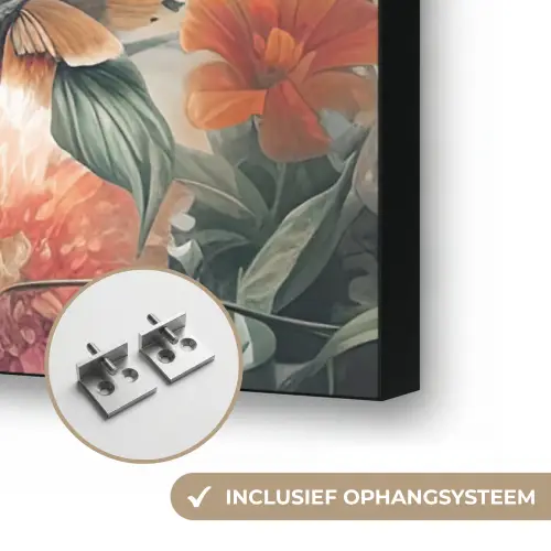 Tijger - Wilde dieren - Bloemen - Jungle Textielframe zwart klein -USP_ophangsysteemNL