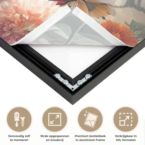 Tijger - Wilde dieren - Bloemen - Jungle Textielframe zwart klein -USP_feed_closeupNL