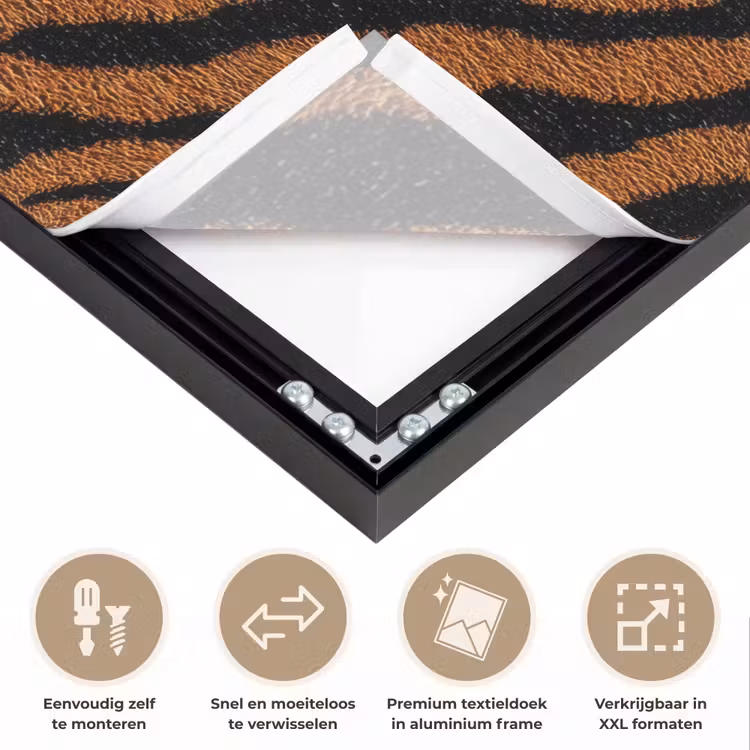 Tijger - Zwart - Vacht Textielframe zwart klein 947 -USP_closeupNL