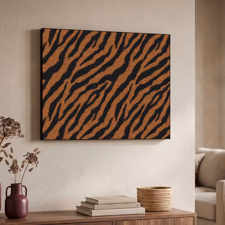 Tijger - Zwart - Vacht Textielframe zwart klein 947 -sfeer3