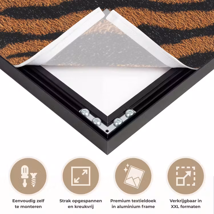 Tijger - Zwart - Vacht Textielframe zwart klein 947 -USP_feed_closeupNL