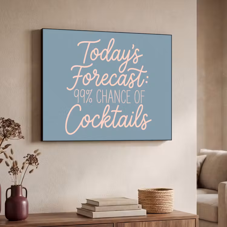Today's Forecast - Cocktails - Blauw Textielframe zwart klein -sfeer3