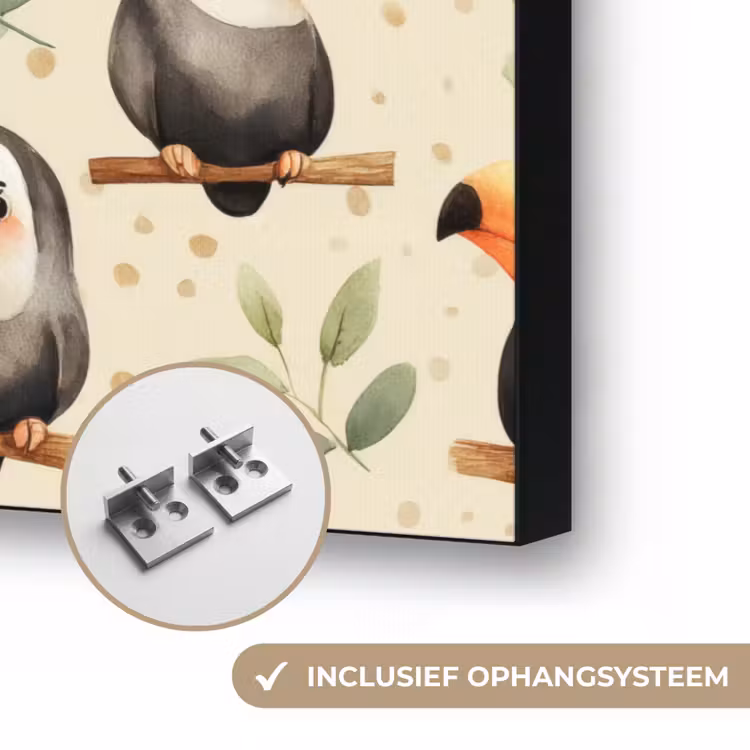 Toekans - Exotisch - Kleurrijk Textielframe zwart klein 947 -USP_ophangsysteemNL