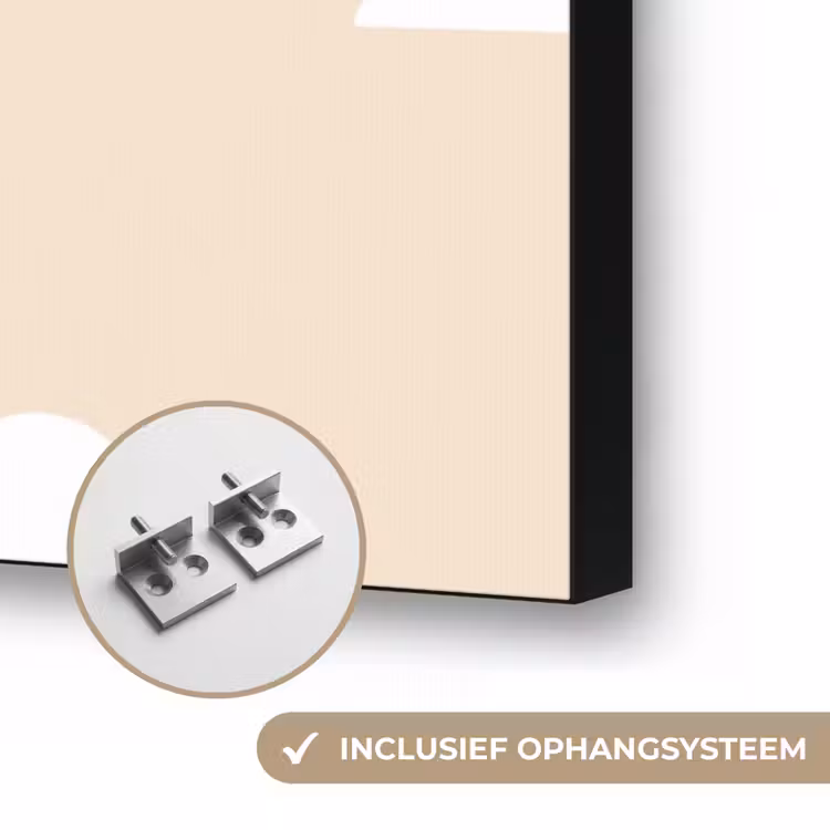 Toren - Pisa - Architectuur - Minimalistisch - Beige Textielframe zwart klein -USP_ophangsysteemNL