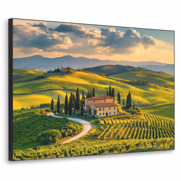 Toscane - Landschap - Wijngaarden Textielframe - compleet frame klein -3d