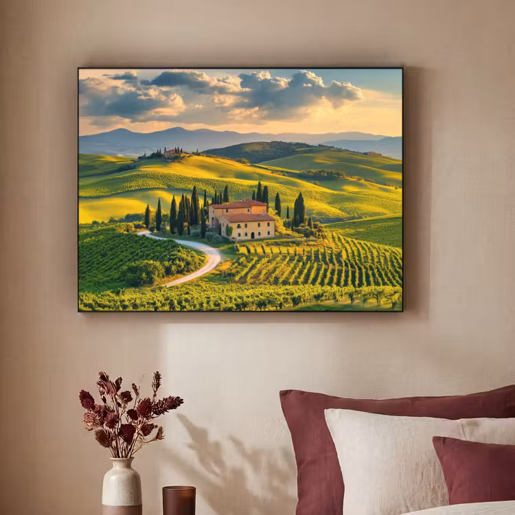 Toscane - Landschap - Wijngaarden Textielframe - compleet frame klein -sfeer1