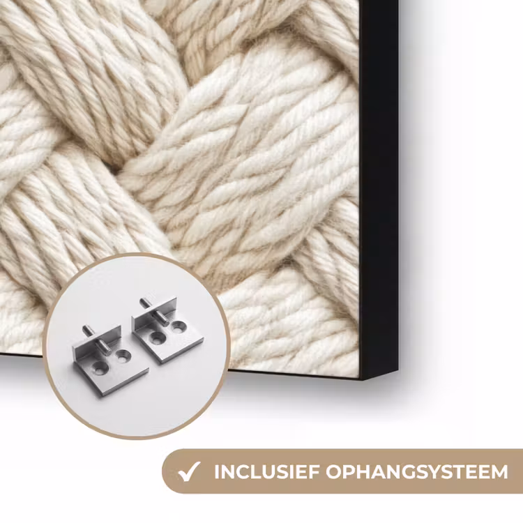Touw - Gebreid - Beige Textielframe zwart klein 947 -USP_ophangsysteemNL