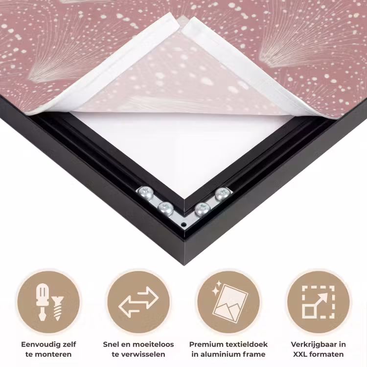 Trendy - Patroon - Roze Textielframe zwart klein 947 -USP_closeupNL