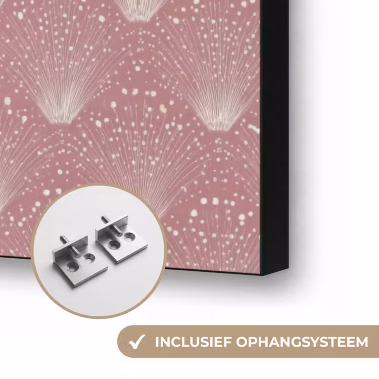 Trendy - Patroon - Roze Textielframe zwart klein 947 -USP_ophangsysteemNL
