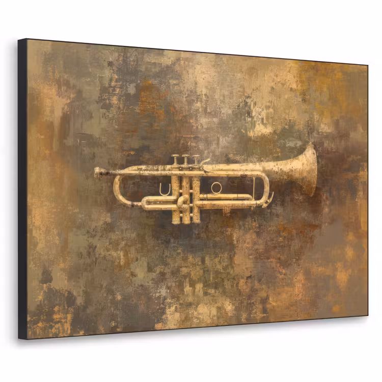 Trompet - Geel - Muzikaal Textielframe zwart klein -3d