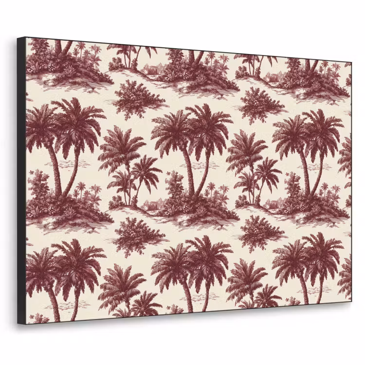 Tropisch - Geometrisch - Bordeauxrood Textielframe zwart klein 947 -3d