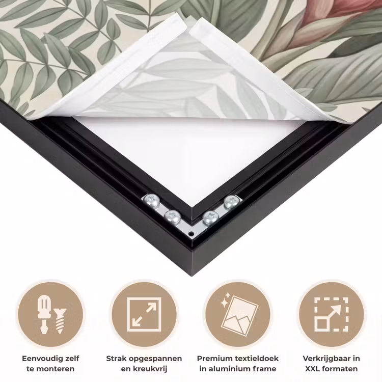 Tropisch - Planten - Modern - Groen Textielframe zwart klein -USP_feed_closeupNL