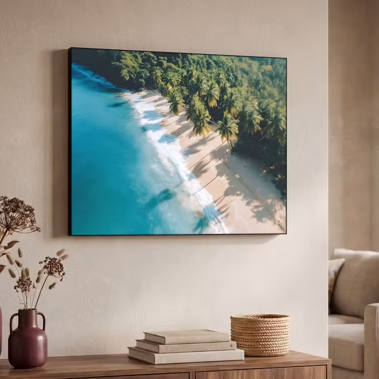 Tropisch - Strand - Water - Palmbomen Textielframe - compleet frame klein -sfeer3