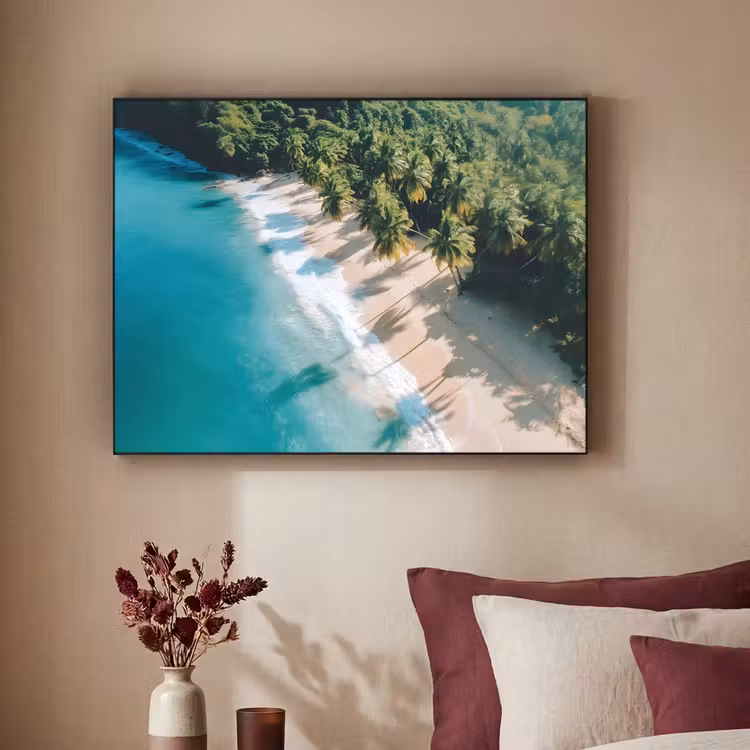 Tropisch - Strand - Water - Palmbomen Textielframe - compleet frame klein -sfeer1