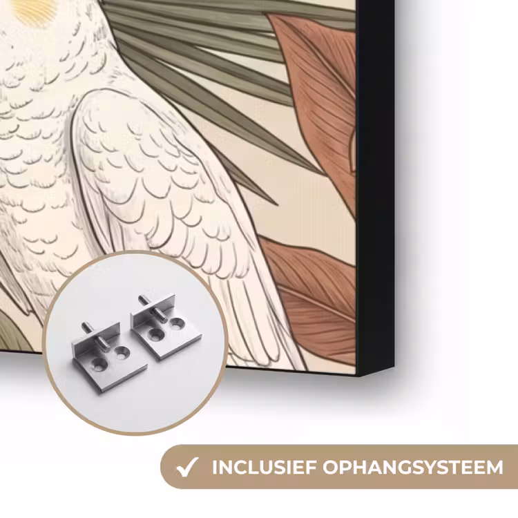 Tropisch - Vogels - Beige Textielframe zwart klein -USP_ophangsysteemNL