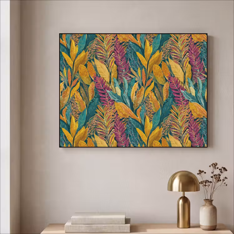 Tropische - Botanisch - Patroon - Kleurrijk - Exotisch Textielframe zwart klein 947 -sfeer2