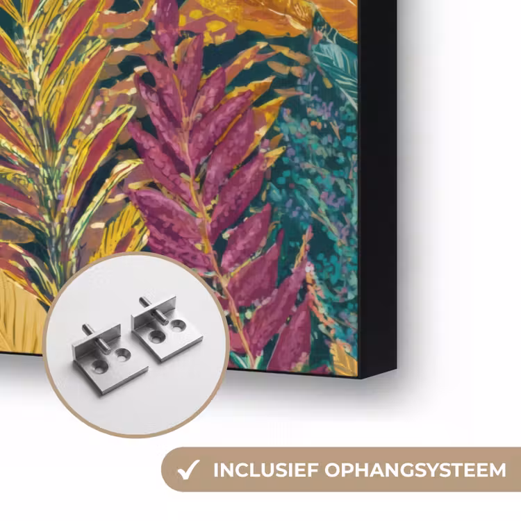 Tropische - Botanisch - Patroon - Kleurrijk - Exotisch Textielframe zwart klein 947 -USP_ophangsysteemNL