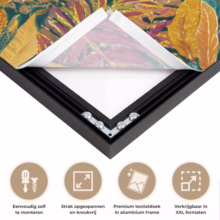 Tropische - Botanisch - Patroon - Kleurrijk - Exotisch Textielframe zwart klein 947 -USP_feed_closeupNL