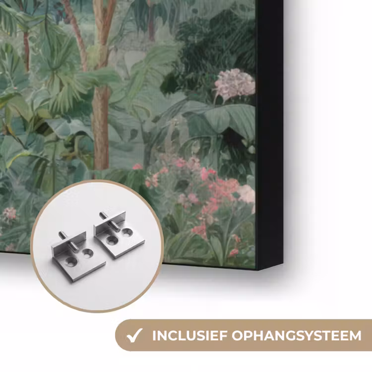 Tropische tuin - Koepelgebouw - Bloemen Textielframe zwart klein -USP_ophangsysteemNL